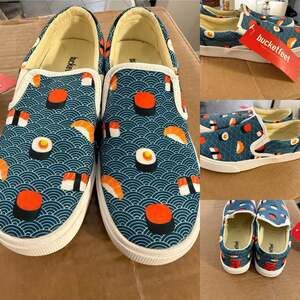 Bucketfeet Sushi Pattern Canvas Slip-On Sneakers
Size 6 womens / 4.5 men’s